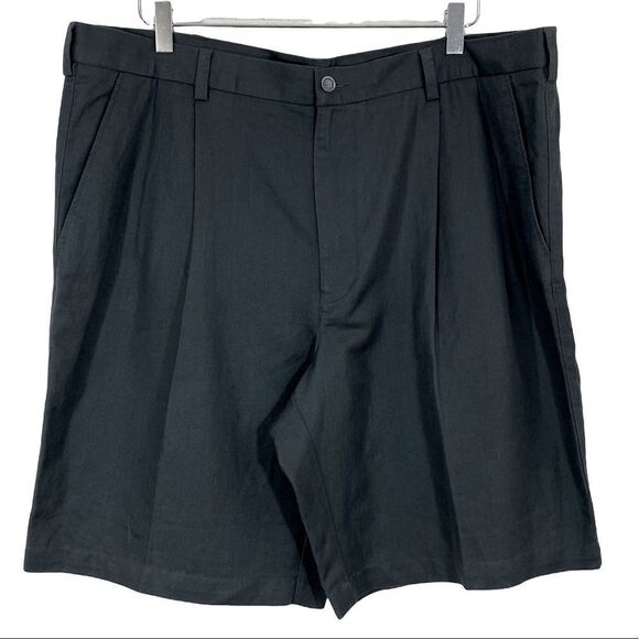 CARIBBEAN - MEN’S LINEN BLEND SHORTS - CHARCOAL GRAY - LAY FLAT FRONT PLEATS B16 - Picture 1 of 10